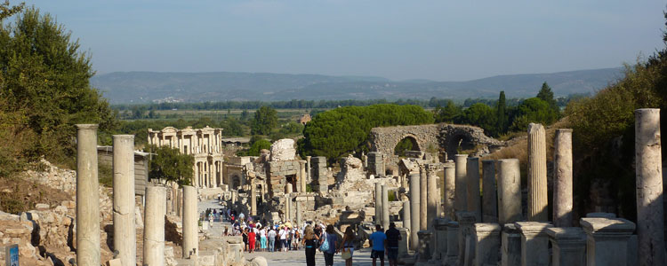 Visiting the ruins at Ephesus.