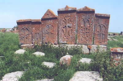 Ancient khachkars at Noratus near Lake Sevan — Armenia. Photos: Skurdenis