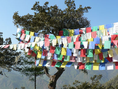 Colorful prayer flags, such as these, are a common sight throughout the country.