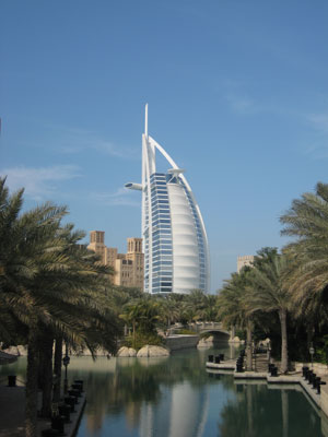 The Burj Al Arab, an all-suite hotel rising above the Gulf like a giant sail, has become an iconic Dubai landmark.