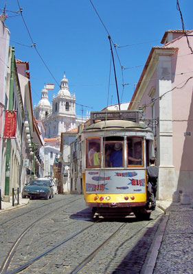 Lisbon’s No. 28 tram winds through the narrow passages of the Alfama district — Lisbon. Photo: Keck