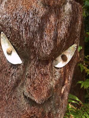 This Maori tree sculpture represents a forest guardian.