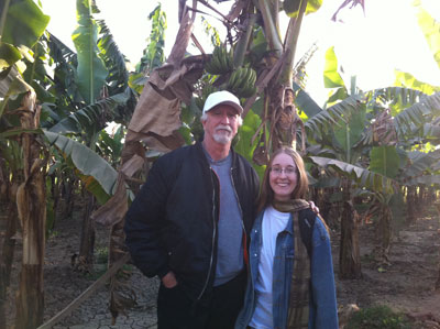 Larry Thomas Ward and LeAnn McCaslin at a banana tree farm in Luxor. 