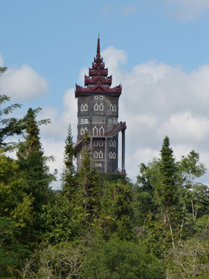 Nan Myint Tower offers panoramic views of the gardens, town and Mandalay plains.