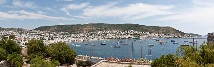 Panoramic view of Bodrum’s harbor.