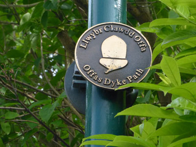 Acorn signs like this mark Offa’s Dyke Path.