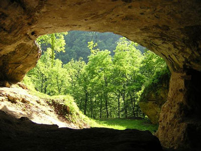 Looking outside from within Vindija cave. 