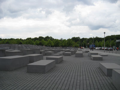 The nameless concrete stellae of the Holocaust Memorial.