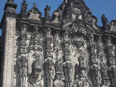 A section of the façade of the Metropolitan Cathedral.