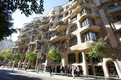 One of the entrances to a Gaudí masterpiece, Casa Milà.