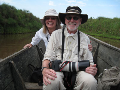 Lorelyn and Fred Koehler in the Mabamba Bay wetlands.
