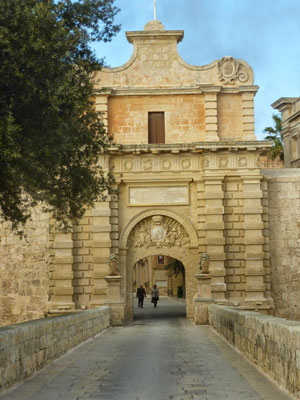 Mdina Gate, the entrance to Malta’s old capital. 