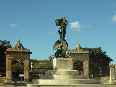 The bronze-and-marble Independence Monument in Floriana, located just outside the city of Valletta.