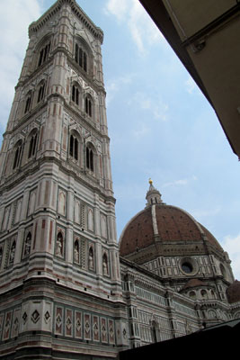 Giotto’s Campanile and Brunelleschi’s dome over the Duomo in Florence.