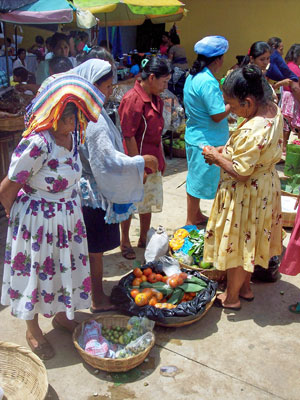Ladies at an outdoor market in Concepción de Ataco in the highlands of El Salvador.