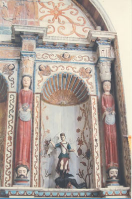 Detail of a retablo in San Pedro y San Pablo church, located in Teabo.