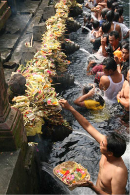 A holy spring, where people would go from one spout to another, saying prayers in between.