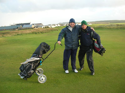 The weather can be cold and windy at times, as golfers Martin Ledesma and Andrew Wilson from South Africa discovered.