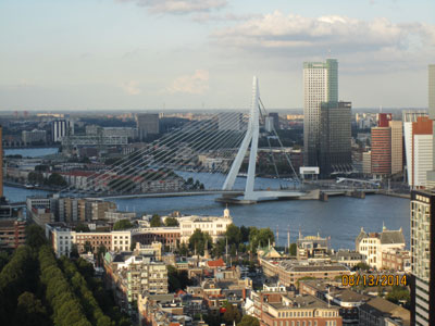 A view of the distinctive skyline of Rotterdam.