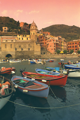 Sunrise heightens the charm of Italy's seaside villages -- such as Vernazza in the Cinque Terre.
