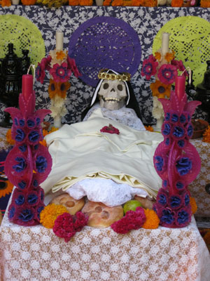 An elaborate Day of the Dead altar at the botanical garden in Cuernavaca. Photos by Catie Bursch