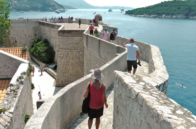 View from atop the city wall that surrounds Dubrovnik.