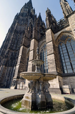 The St. Petrus fountain, erected in 1870 at the south side of Cologne Cathedral in Germany. Photo: ©villorejo99/1232rf