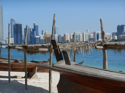 Skyline of Abu Dhabi as viewed from Heritage Village. 