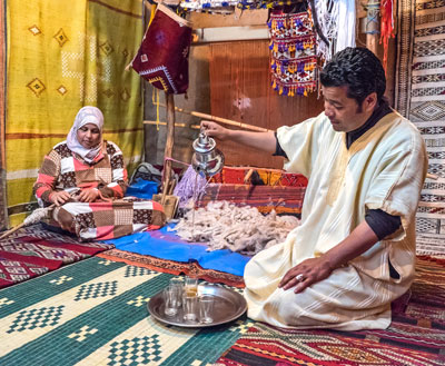 Hot tea being poured as a traditional welcome.  