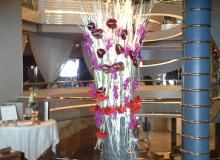 Floral arrangement outside the <i>Westerdam</i>’s main dining room. Photos by Marsha Caplan