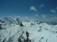 The Swiss Alps as seen from within the Piz Gloria complex on the summit of Schil