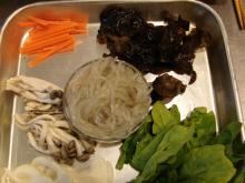 Ingredients for the Korean dish Mushroom Japchae.