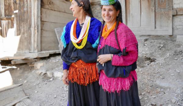 Kalasha women wear elaborate dresses like these daily — Chitrāl district, northern Pakistan. Photos by Linda Huetinck