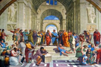 Raphael’s School of Athens celebrates mankind’s intellectual achievements and connection to the great minds of classical Greece. Photo by Rick Steves