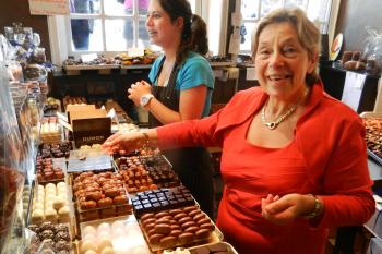 In Bruges, locals buy their chocolates fresh daily — like other people buy pastries. Photo by Rick Steves