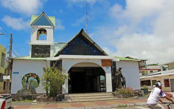 Parroquia Franciscana Santa Marianita, located on Avenue Charles Darwin near the main square of Puerto Ayora on Santa Cruz Island —Galápagos Islands.