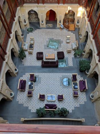 The lobby of the Shah Palace Hotel in Baku.