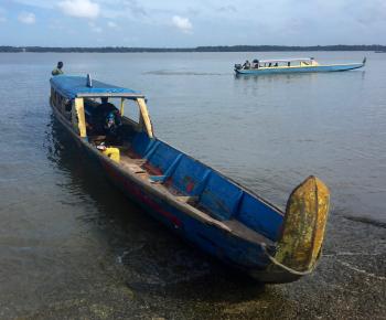 Our longboat transportation from Suriname to French Guiana. Photo by Norman Dailey