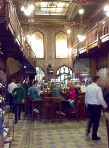 Inside the Caru’ cu Bere Restaurant in Bucharest, Romania.