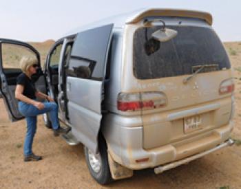 Our van in Mongolia. Photo by Jim Delmonte