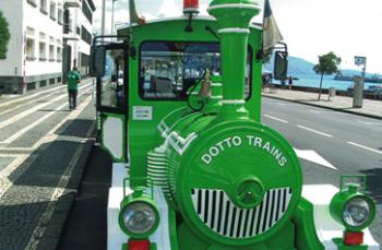 The hop-on, hop-off sightseeing train in Ponta Delgada — the Azores. Photo by Vernon Hoium
