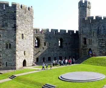 Caernarfon Castle, with the dais of Prince Charles’ investiture there.
