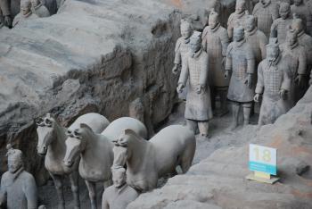 Besides soldiers, the Terracotta Army includes horses, chariots and nonmilitary personnel like acrobats and musicians — Xi'an, China. Photo by Erik Illi