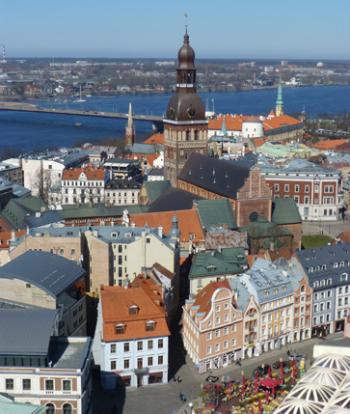 Sweeping views of Riga's Old Town and the Daugava River can be seen from the tower at St. Peter's Church. 