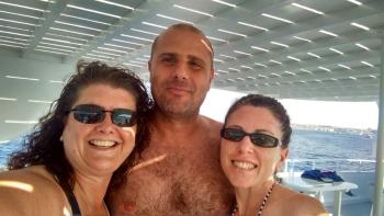 Debi Shank with fellow divers from Spain, Victor and Maria.