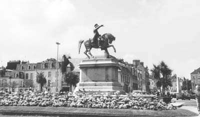 The statue of Napoleon in Cherbourg was the place for the June 27 liberation celebration.