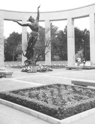 Statue at the American Cemetery entitled “The Spirit of American Youth Rising from the Waves.”