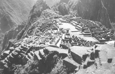 The ancient Incan site of Machu Picchu.