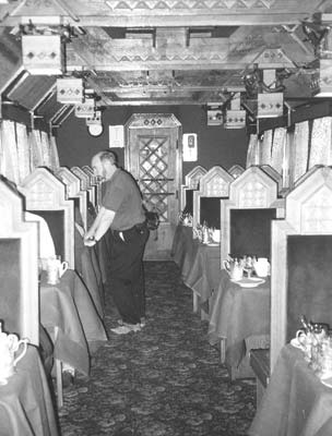 One of two dining cars on our private train.