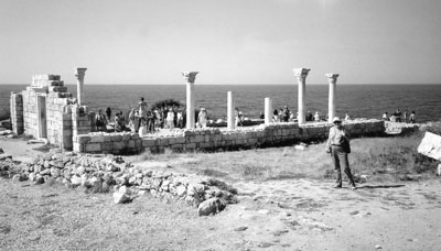 Ancient Greek columns at Khersones were repositioned by early Christians when they built their churches.